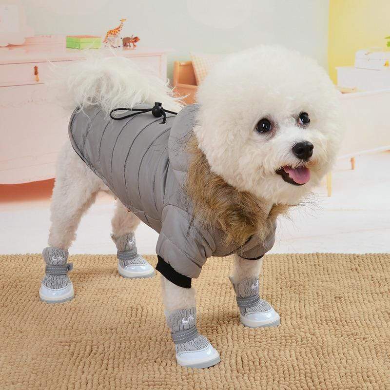 Dogs and Cats Boutique 5 Grey / XS Fur Hooded Dog Parka Jacket