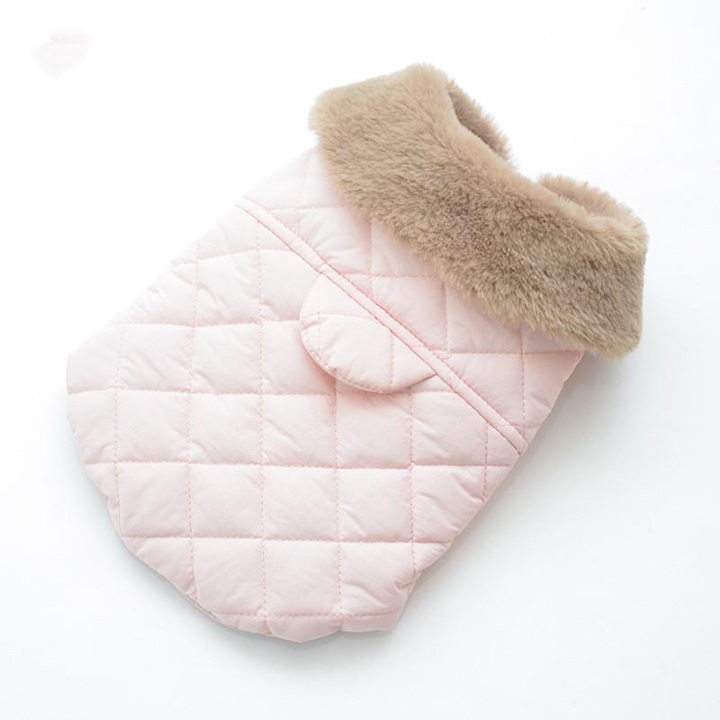 Dogs and Cats Boutique 5 Pink / S Fur Collar Quilted Dog Coat