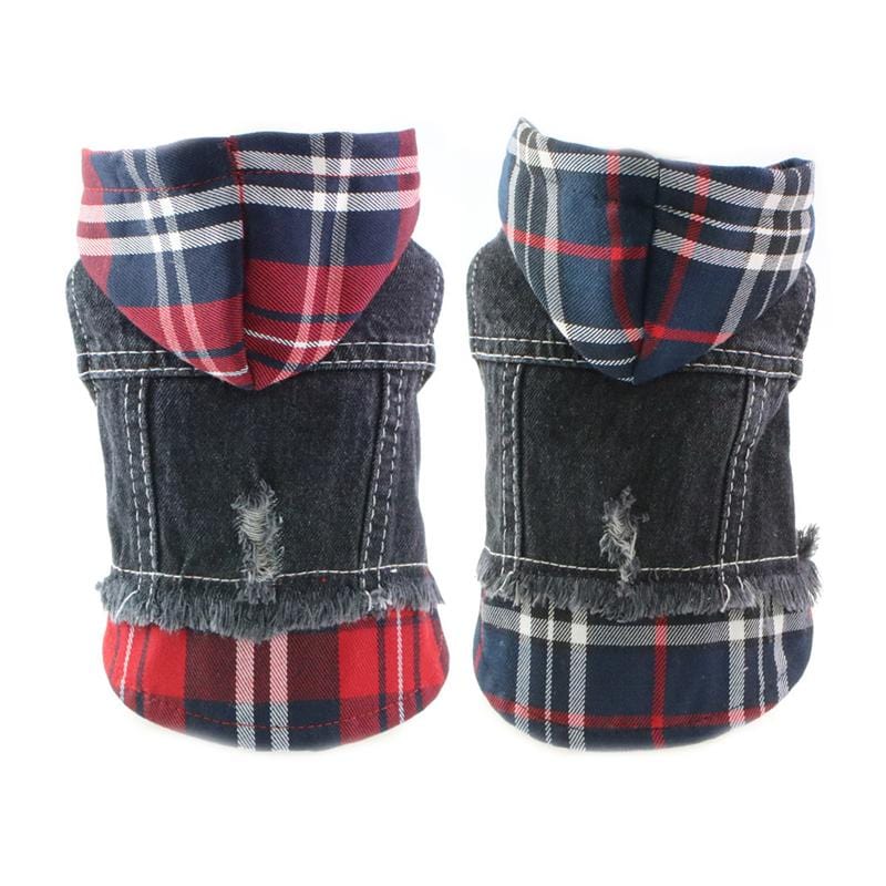 Dogs and Cats Boutique 5 Pristine Plaid Denim Dog Vest Coat