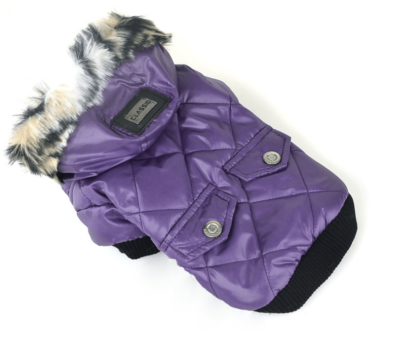 Dogs and Cats Boutique 5 Purple / 2XL Fur Collar Pet Coat