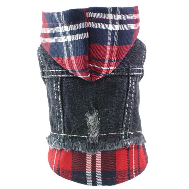 Dogs and Cats Boutique 5 Red / XS Pristine Plaid Denim Dog Vest Coat