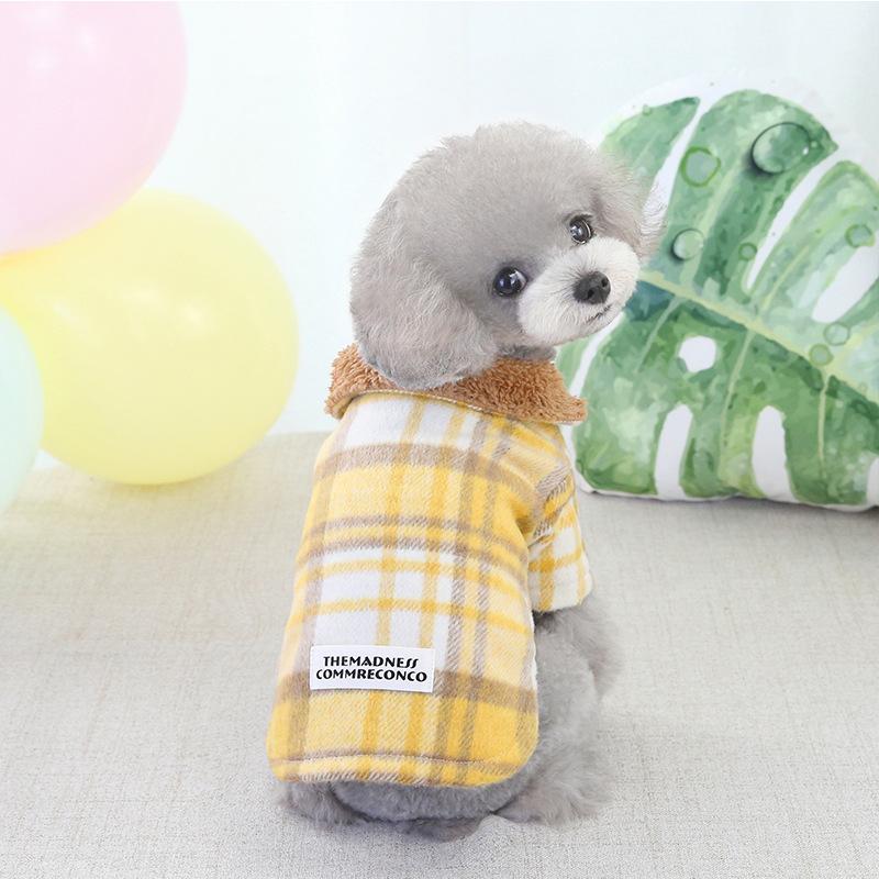 Dogs and Cats Boutique 5 Yellow / XXL Check My Plaid Two-leg Cotton Dog Coat