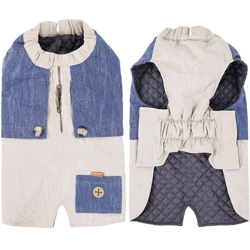 Dogs and Cats Boutique 6 Beigeblue / S Zipper Pocket Quilted Dog Jacket