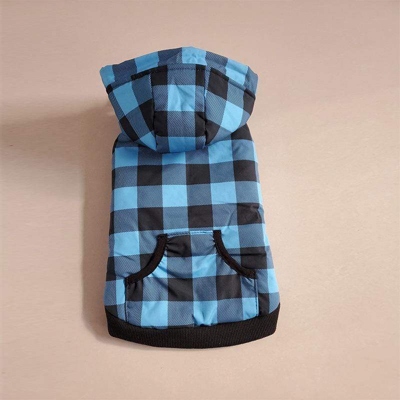 Dogs and Cats Boutique 6 Blue / 10 Kangaroo Pocket Plaid Dog Hoodie