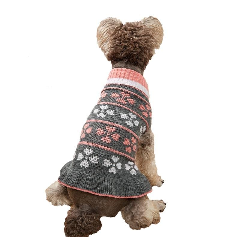 Dogs and Cats Boutique 6 Grey b / XS Full Knitted Star Wave Dog Sweater