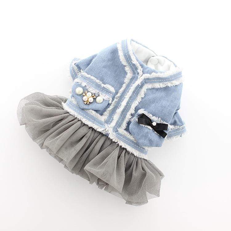 Dogs and Cats Boutique 6 Grey / L Small Dog Denim Tutu Skirt Dress