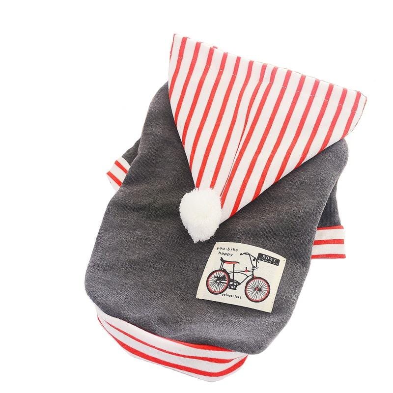 Dogs and Cats Boutique 6 Grey / XS Riding Solo Striped Dog Sweater