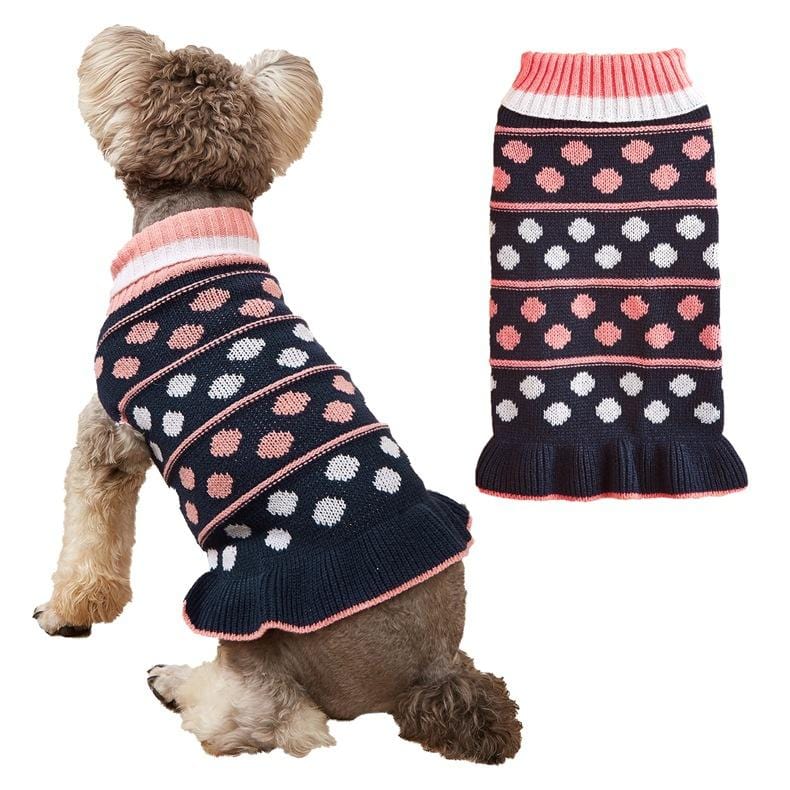 Dogs and Cats Boutique 6 Navy Blue c / XS Full Knitted Star Wave Dog Sweater