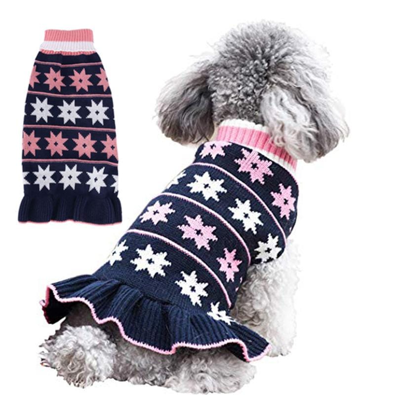 Dogs and Cats Boutique 6 Navy Blue / XS Full Knitted Star Wave Dog Sweater