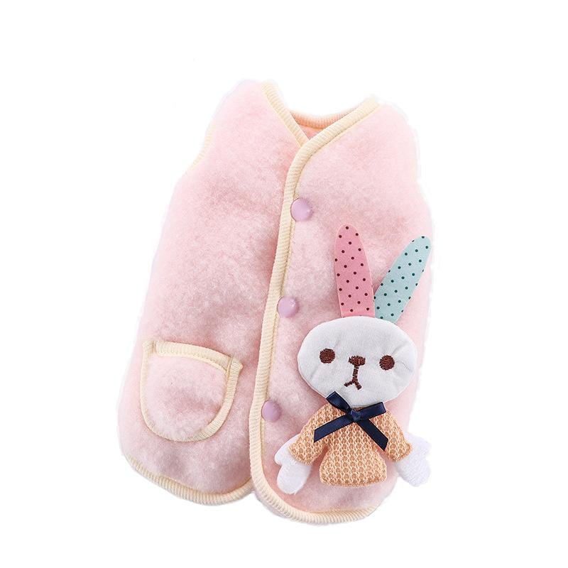 Dogs and Cats Boutique 6 Pink bunny vest / XXS Happy Bunny Dog Teddy Warm Vest