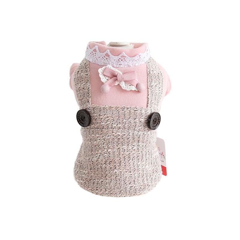 Dogs and Cats Boutique 6 Pink / XS On the Growl Lace Collar Sweater Dress