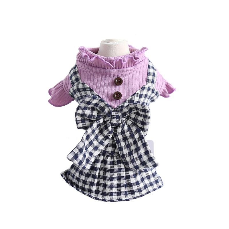 Dogs and Cats Boutique 6 Purple / S Fuzzy Wuzzy Plaid Skirt