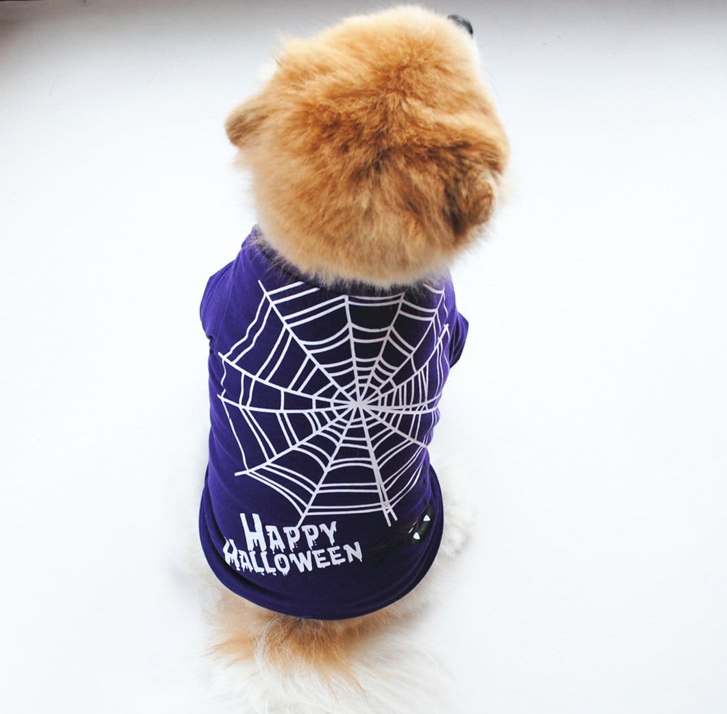 Dogs and Cats Boutique 6 Purple / XS Happy Halloween Spider Dog T-shirt