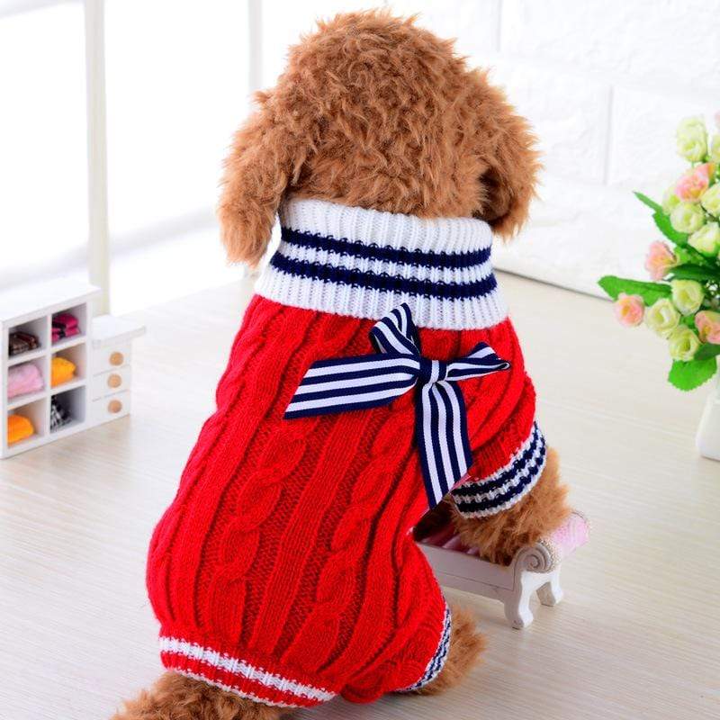 Dogs and Cats Boutique 6 Red / Navy / S Knitted Dog Pet Sweater