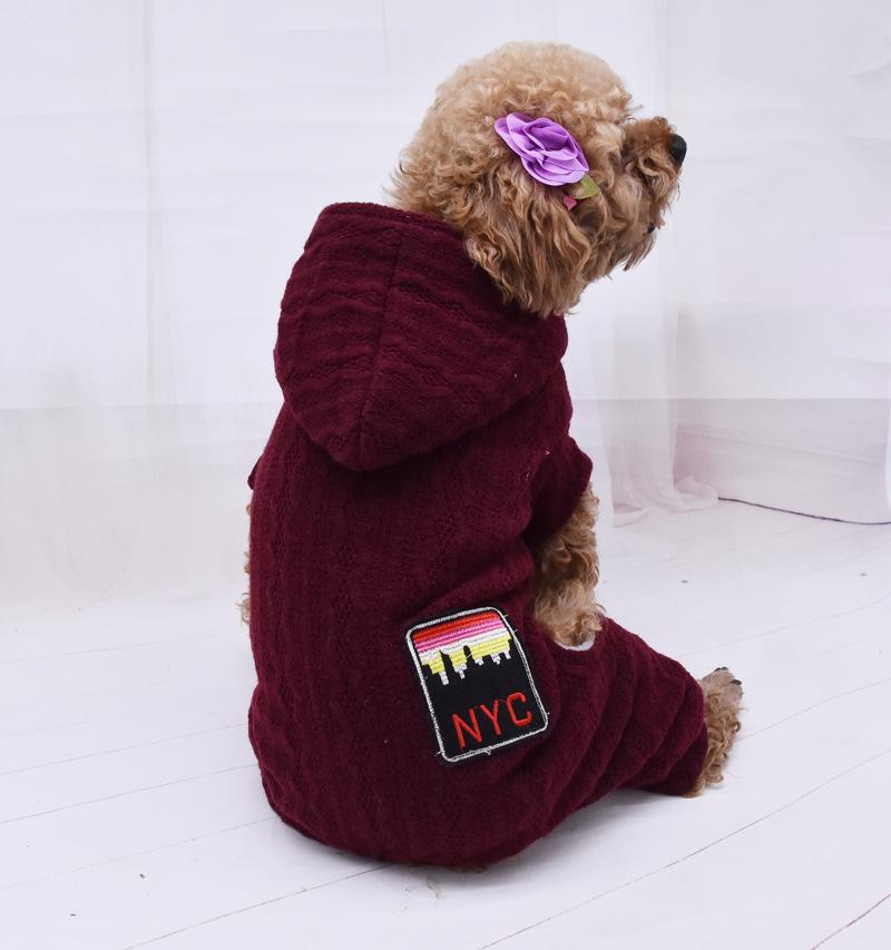 Dogs and Cats Boutique 6 Red / XL Hooded Full Body Dog Sweater